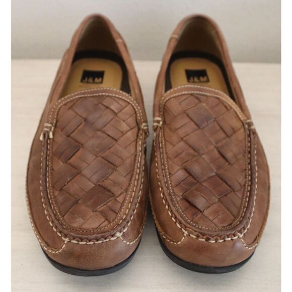 Johnston & Murphy 25-85736 Men Sz 10M Tan Leather Trevitt Woven Venetian Loafers - Picture 3 of 8